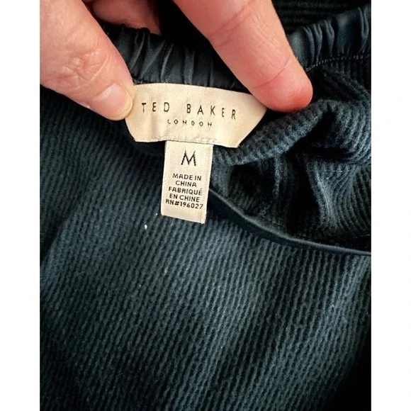 Ted Baker Ribbed Hoodie Lounge Set Womens M Green Floral Lined Jogger - Picture 5 of 6